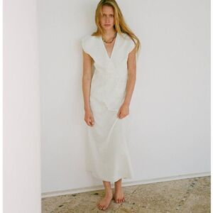 LACE TRIM LINEN DRESS NEW